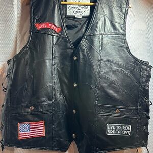 Caribou Creek Leather Motorcycle Vest XXL – Live to Ride Patches, lace side